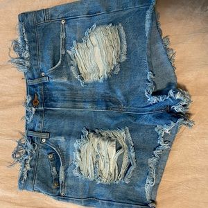 Distressed Denim Shorts
